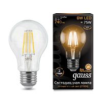 Лампа светодиодная филаментная Black Filament 8Вт A60 2700К E27 | Код. 102802108 | Gauss